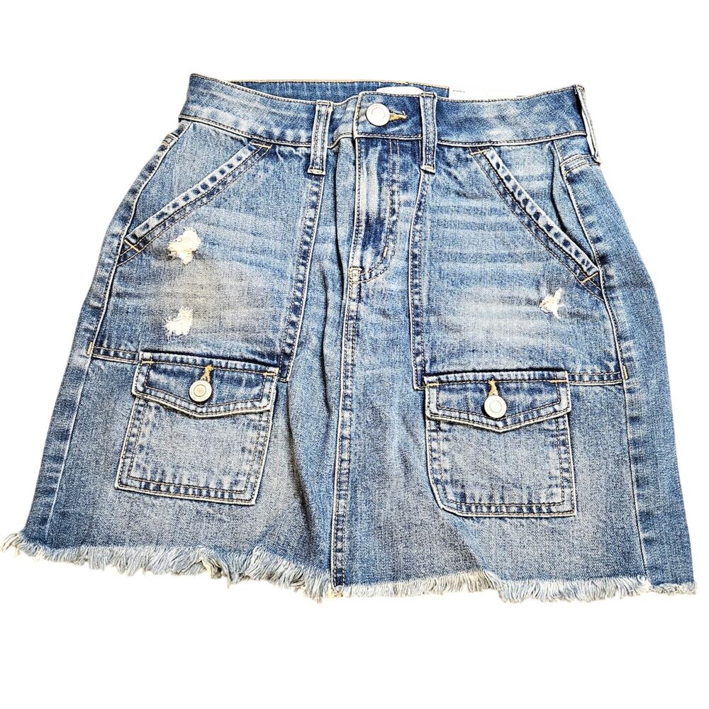 SO Kohl's NWT NEW Recycled Polyester 5 / 27W Jean Skirt Pockets Distressed